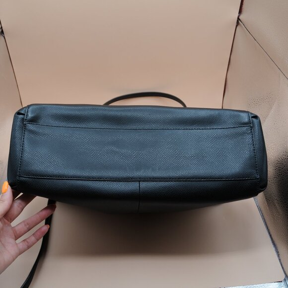 Coach Leather Tote Bag, Black/Gold - Picture 3 of 10